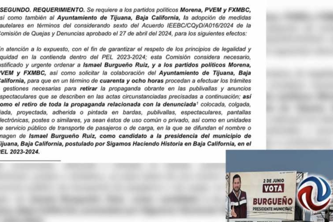 ORDENA EL IEE EL RETIRO DE LA PROPAGANDA DE BURGUEÑO, BADIOLA Y EDNA