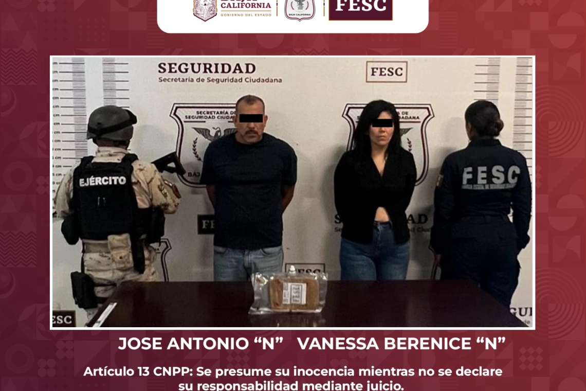 DETIENEN FESC Y SEDENA A DOS PERSONAS EN PODER DE POLVO DE FENTANILO EN TIJUANA