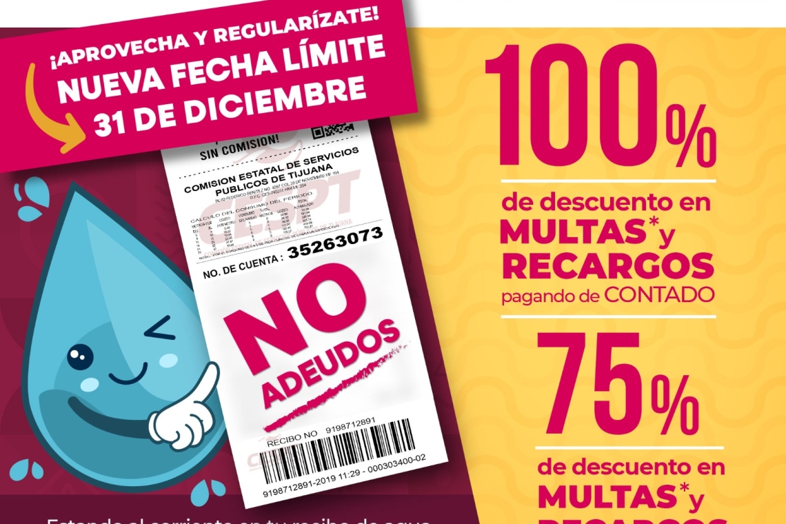 Extienden vigencia del decreto de condonación de recargos por consumo de agua 