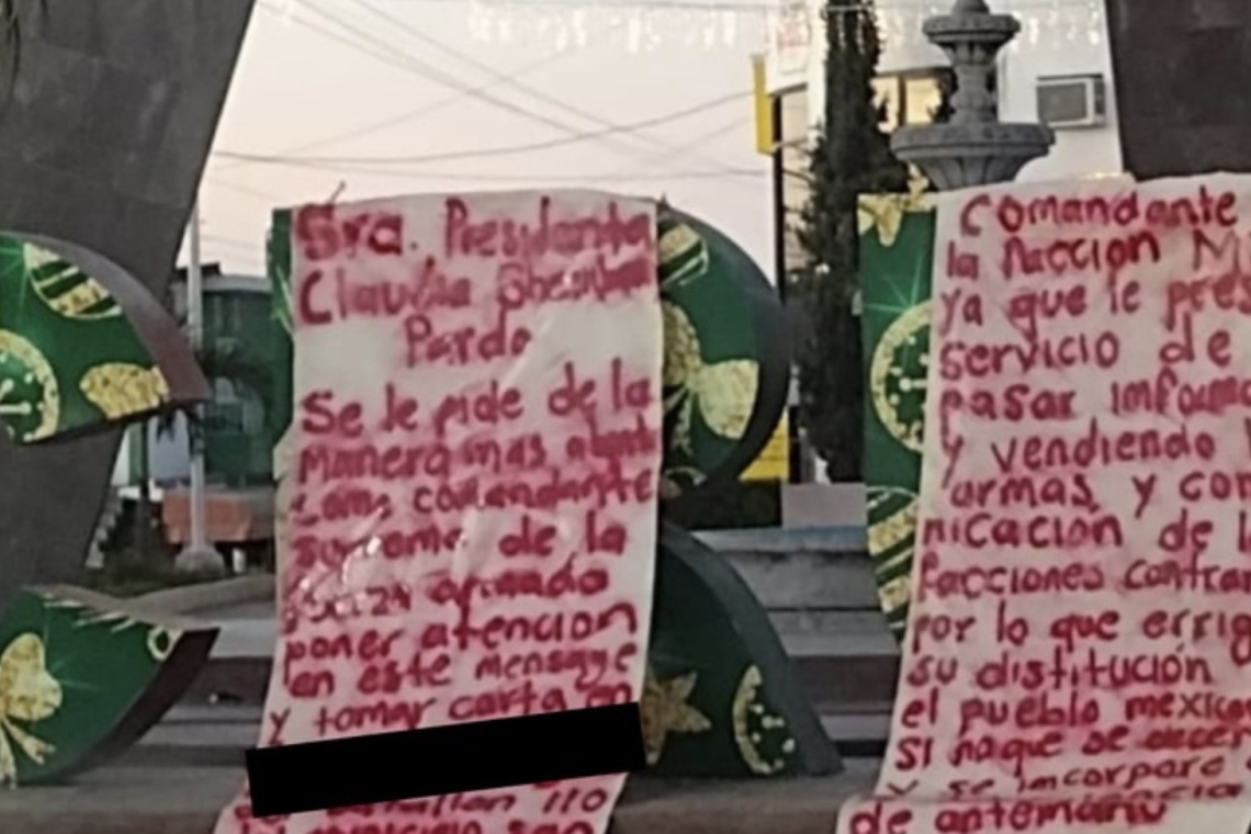 Sinaloa | Dejan mantas denunciando a Sheinbaum supuesta corrupción militar