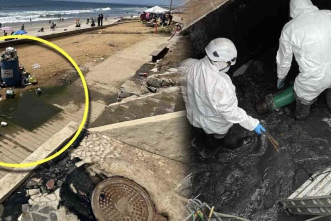 CESPT repara derrames de drenaje en Playas de Tijuana, constructora del malecón arrojó desechos y dañó una bomba