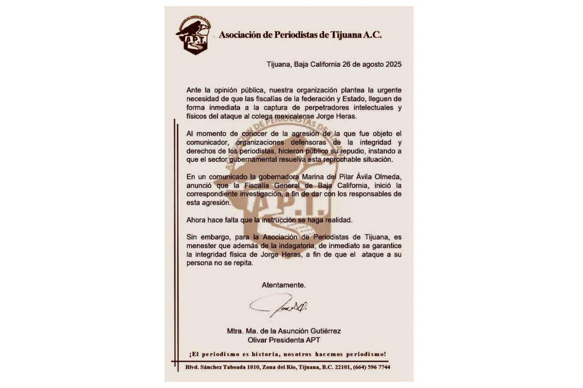 ÚLTIMA HORA: Periodistas repudian agresión a Jorge Heras