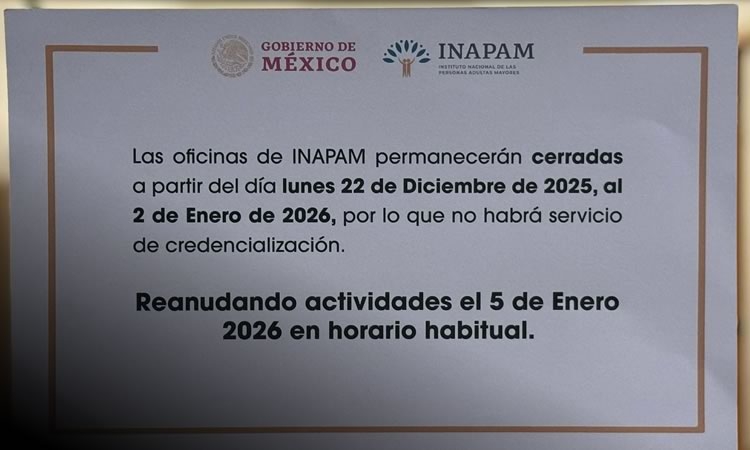 Informa Gobierno Municipal suspensión de atención del módulo del INAPAM en instalaciones del DIF Tijuana por periodo vacacional
