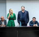 Atiende Ismael Burgueño a representantes de agrupaciones de policías municipales.