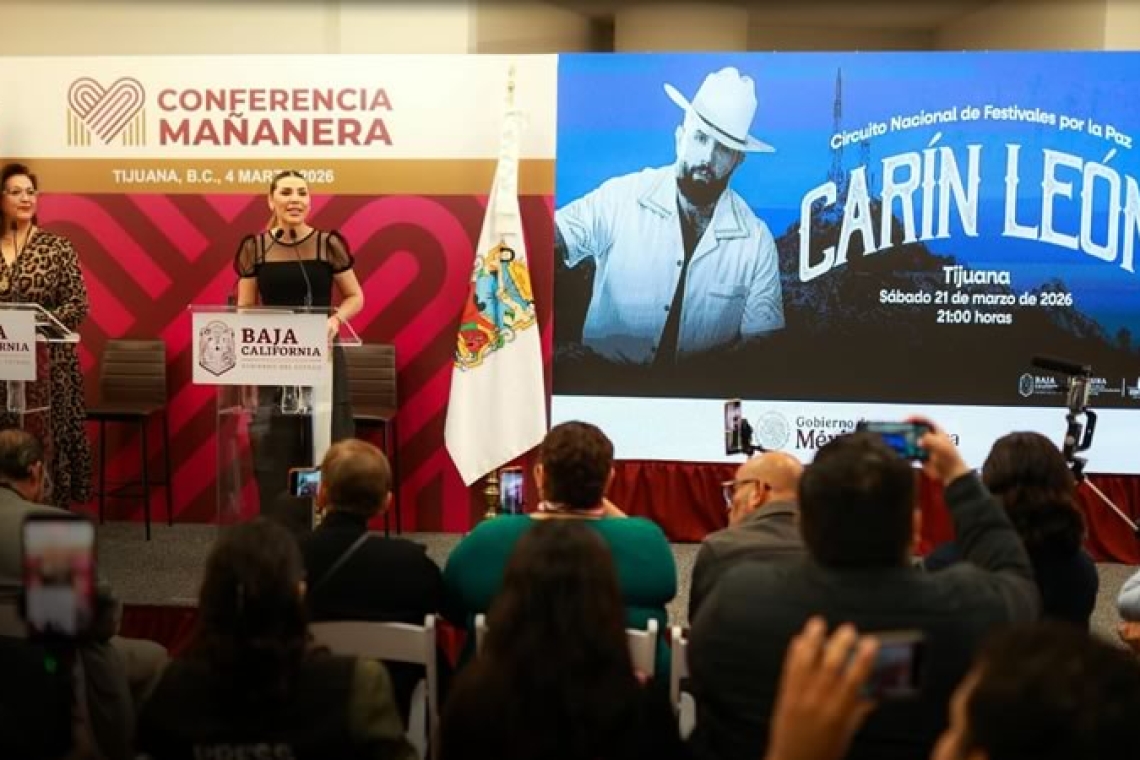 EN TIJUANA INICIARÁ LA RUTA DEL CIRCUITO NACIONAL DE FESTIVALES POR LA PAZ CON CARÍN LEÓN: ANUNCIA GOBERNADORA MARINA DEL PILAR